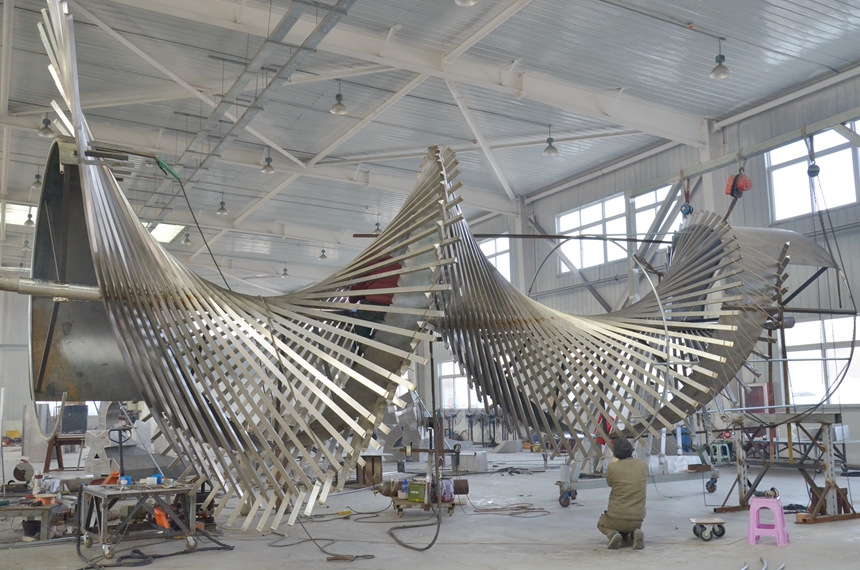 Processing the Steel Elements of the Atrium Sculpture