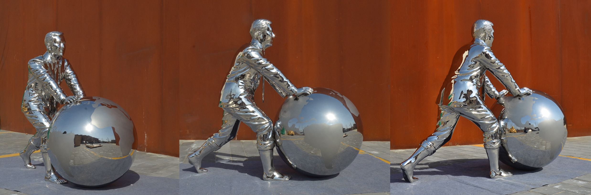 mirror polish stainless steel statue of Figure & Globe.jpg