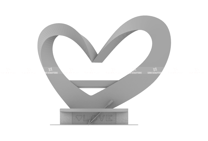 Mirror-Polished-Stainless-Steel-Tradition-Heart-Sculpture-3D-Model