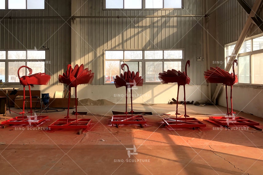 Stainless-Steel-Red-Flamingo-Sculpture-Surface-Treatment