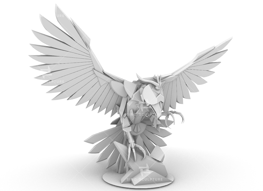 The 3D model of the gold plating stainless steel Falcon sculpture.png
